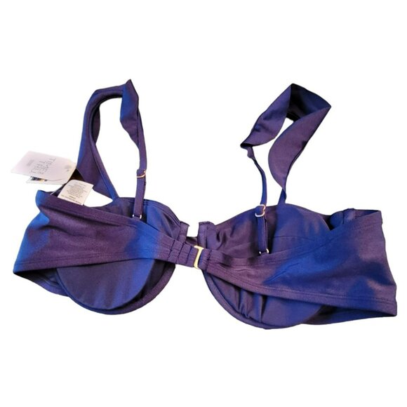 Bikini Swimsuit Top Navy Blue Underwire Ruffle Straps Woman's L 12-14 JH1716 - Picture 3 of 4